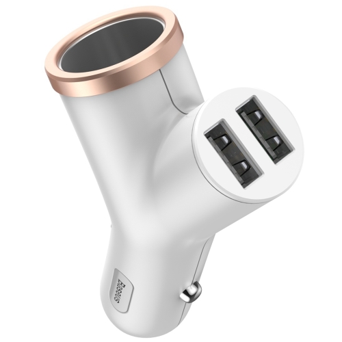 

Baseus Y Type Dual USB + Cigarette Lighter Extended Car Charger(White)