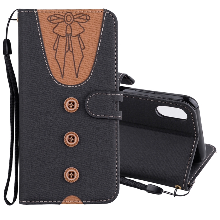 

Splicing Embossed Female Style Horizontal Flip Leather Case for iPhone X , with Holder & Card Slots & Wallet & Lanyard(Black)