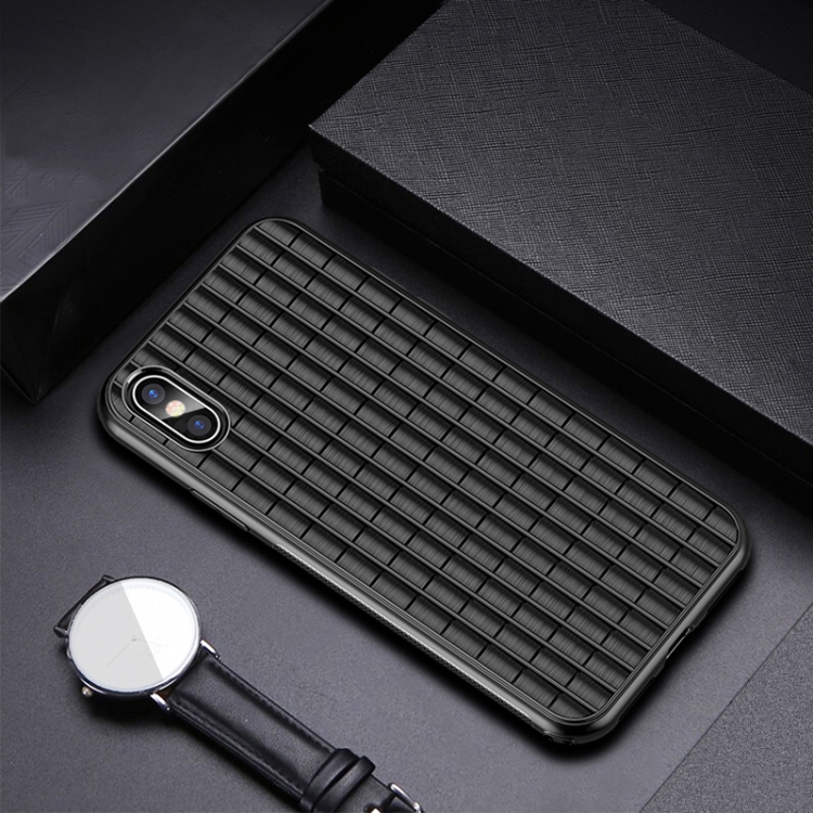 

iPAKY Tiles Wire Drawing Texture Soft TPU Case for iPhone XS / X(Black)