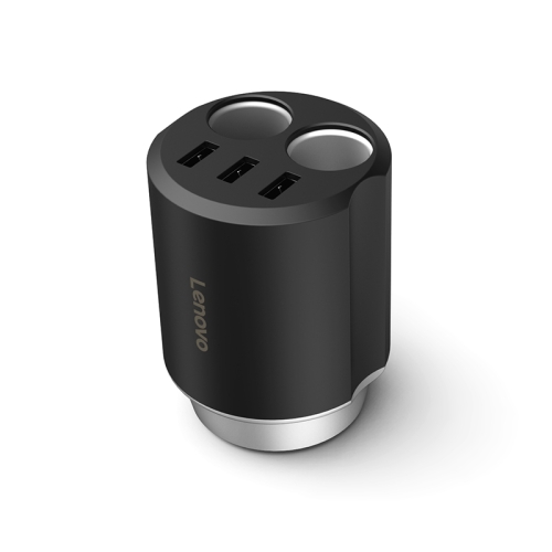 

Original Lenovo HC07 Dual Cigarette Lighter + 3 USB Ports Multi-function Car Charger (Black)