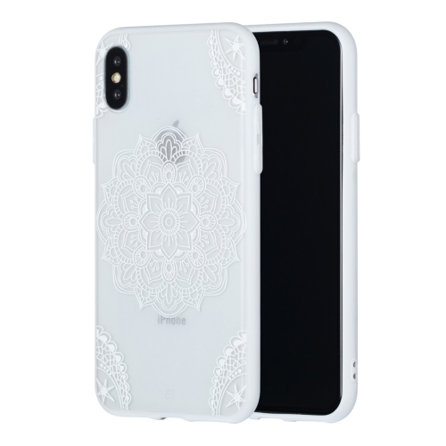 

Tribal Flower Pattern Embossed Lace + PC Case for iPhone XS / X (White)