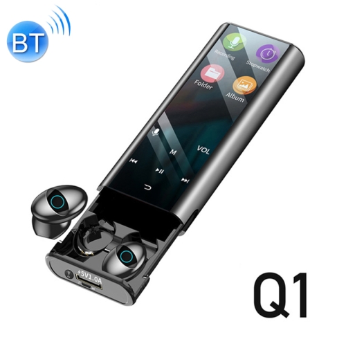 

Q1 Multifunctional MP3 Wireless Bluetooth Earphone with LED Display & Charging Box, Support for Calling & Voice Assistant & Power Bank & Flashlight (Black)