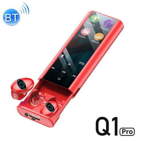 

Q1 Pro Multifunctional MP3 Wireless Bluetooth Earphone with LED Display & 6000mAh Charging Box, Support for Calling & Voice Assistant & Power Bank & Flashlight(Red)