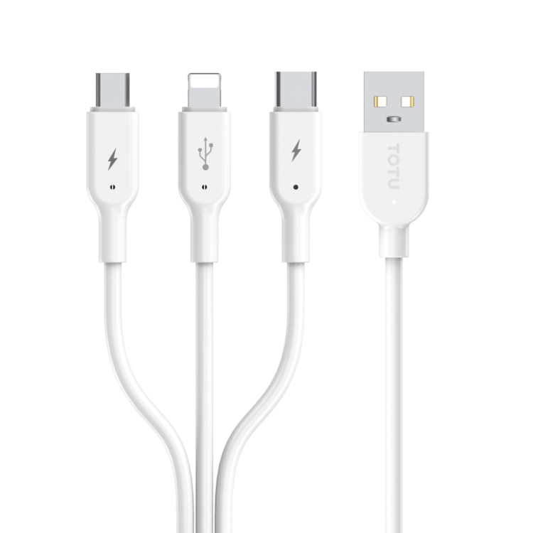

TOTUDESIGN B3B-001 Jane Series 3 In 1 Type-C / USB-C + Micro + 8 Pin Charging Data Cable (White)