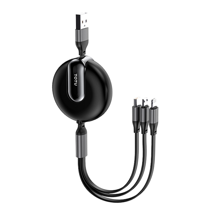 

TOTUDESIGN B3BB-009 Elite Series 3 In 1 Type-C / USB-C + Micro + 8 Pin Scalable Charging Data Cable, Length: 1.2m (Black)