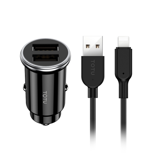 

TOTUDESIGN DCCD-019 Elite Series 3.4A Dual USB Car Charger Kit with 1.2m 8 Pin Charging Line (Black)