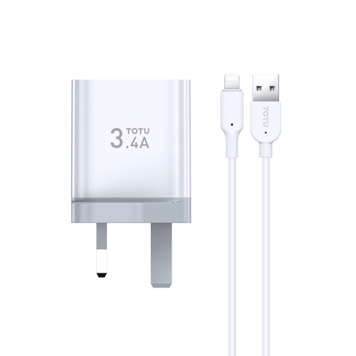 

TOTUDESIGN Minimal Series CACA-021 3.4A Dual USB Ports Travel Charger + 8 Pin Data Cable Set, UK Plug