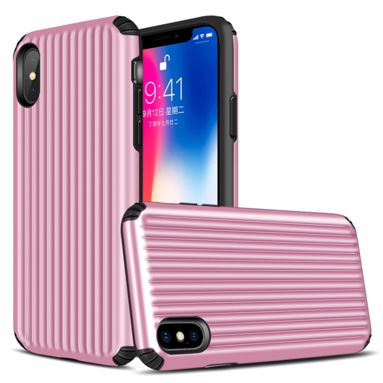 

Travel Box Shape TPU + PC Protective Case for iPhone X / XS (Pink)