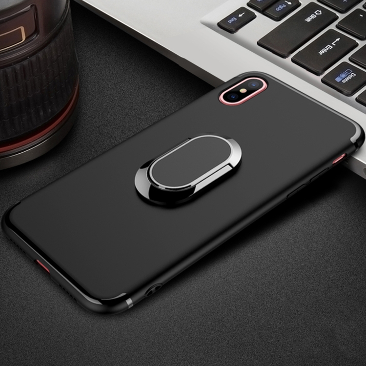

Shockproof TPU Full Protective Case for iPhone X, with 360 Degree Rotation Holder (Black)