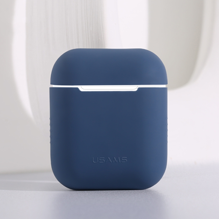 

USAMS US-BH503 Wireless Earphones Shockproof Ultra-thin Silicone Protective Case for Apple AirPods 1 / 2 (Dark Blue)