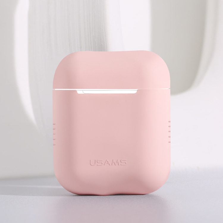 

USAMS US-BH503 Wireless Earphones Shockproof Ultra-thin Silicone Protective Case for Apple AirPods 1 / 2 (Pink)