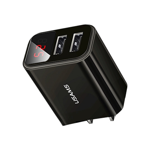 

USAMS US-CC072 T17 Dual USB LED Display Travel Charger, CN Plug(Black)