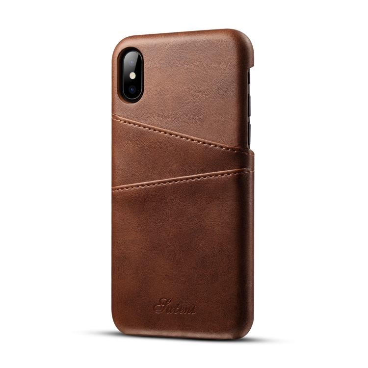 

Suteni Calf Texture Protective Case for iPhone X / XS, with Card Slots (Coffee)