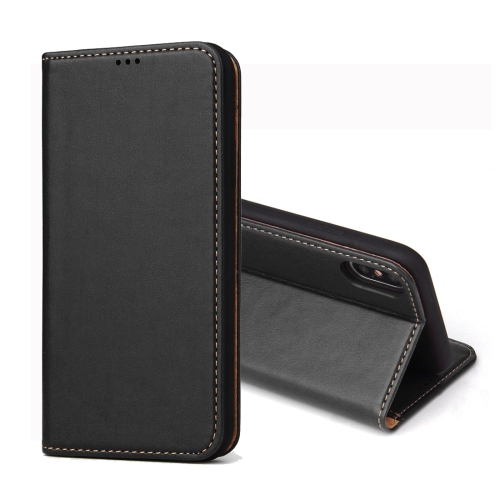 

Dermis Texture PU Horizontal Flip Leather Case for iPhone X / XS, with Holder & Card Slots & Wallet (Black)