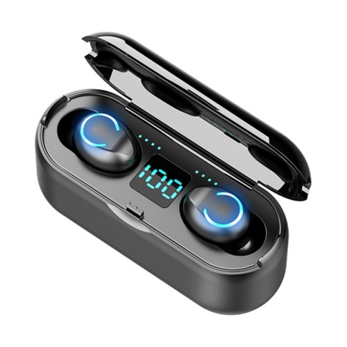 

F9-8 TWS CVC8.0 Noise Cancelling Touch Mini Bluetooth Earphone with Charging Box, Support Three-screen LED Power Display & Mobile Phone Holder & Call & Voice Assistant(Black)