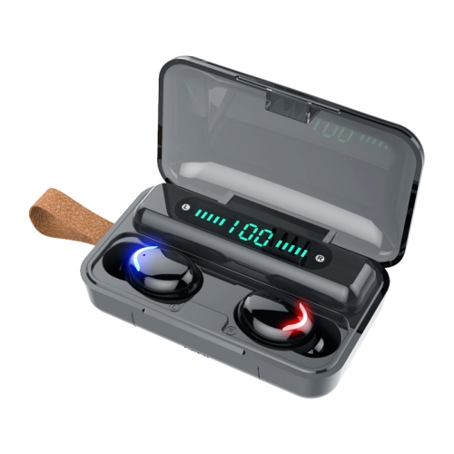 

F9-5C Blue Flood Solution Touch Bluetooth Earphone with Magnetic Charging Box, Support Three-screen LED Power Display & Power Bank & Call & Siri & Hand Strap (Black)