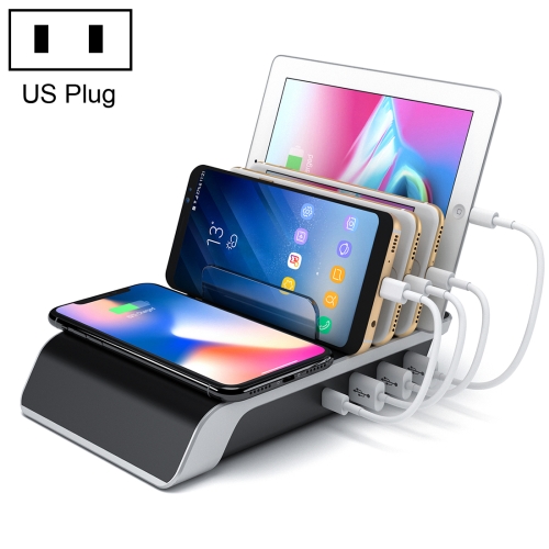 

4 USB Ports Qi Standard Wireless Charger Phone Desktop Stand Holder, For iPhone, Huawei, Xiaomi, HTC, Sony and Other Smart Phones, US Plug