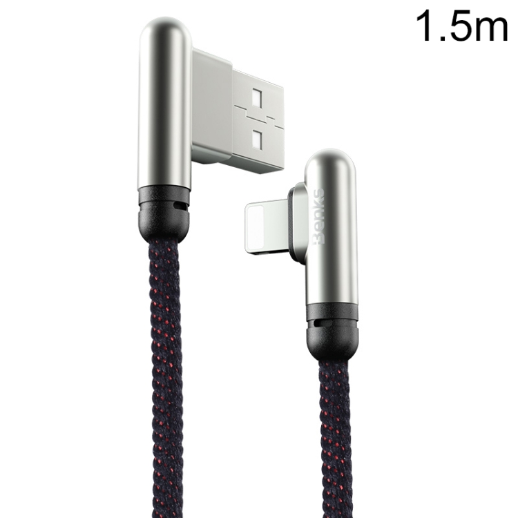 

Benks D29 1.5m USB to 8 Pin Zinc Alloy Bending Fast Charging & Data Cable, For iPhone XR / iPhone XS MAX / iPhone X & XS / iPhone 8 & 8 Plus / iPhone 7 & 7 Plus / iPhone 6 & 6s & 6 Plus & 6s Plus / iPad(Black)