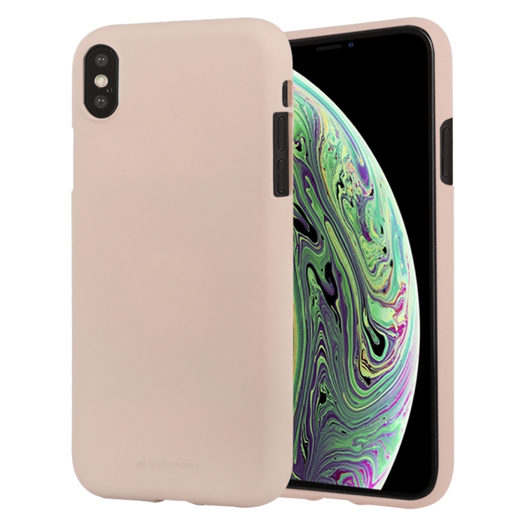 

GOOSPERY SOFT FEELING Liquid TPU Drop-proof Soft Case for iPhone XS(Light Pink)