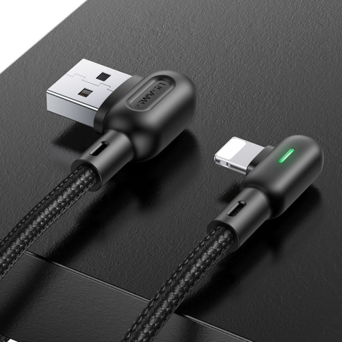 

USAMS US-SJ455 U57 USB to 8 Pin Double Elbow Colorful Lamp Charging Cable, Length: 1.2m (Black)
