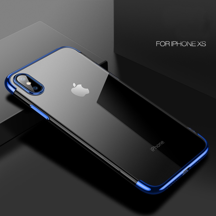 

CAFELE Ultra-thin Electroplating Soft TPU Shockproof Protective Case for iPhone XS(Blue)