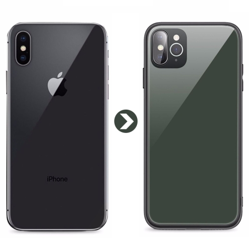 

For iPhone XS Max Creative Gradient Tempered Glass Protective Case(Green)