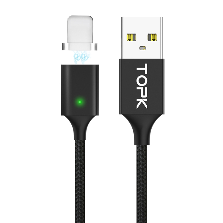 

TOPK 2m USB to 8 Pin Magnetic Braided Fast Charging Sync Data Cable (Black)