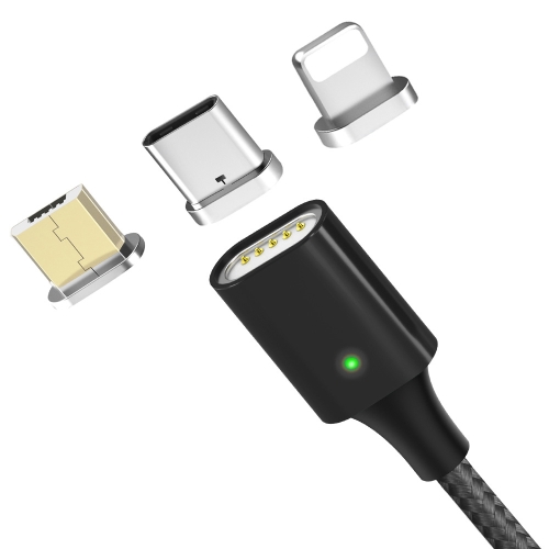 

TOPK 1m USB to 8 Pin + USB-C / Type-C + Micro USB Magnetic Braided Fast Charging Sync Data Cable (Black)