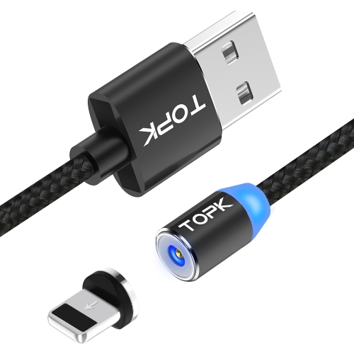 

TOPK 2m 2.4A Max USB to 8 Pin Nylon Braided Magnetic Charging Cable with LED Indicator(Black)