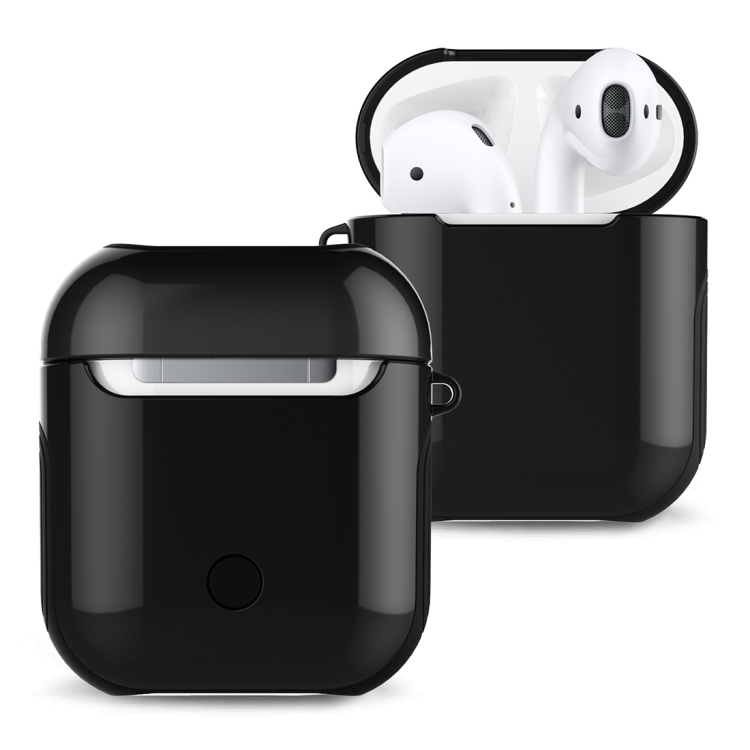 

Varnished PC Bluetooth Earphones Case Anti-lost Storage Bag for AirPods(Black)