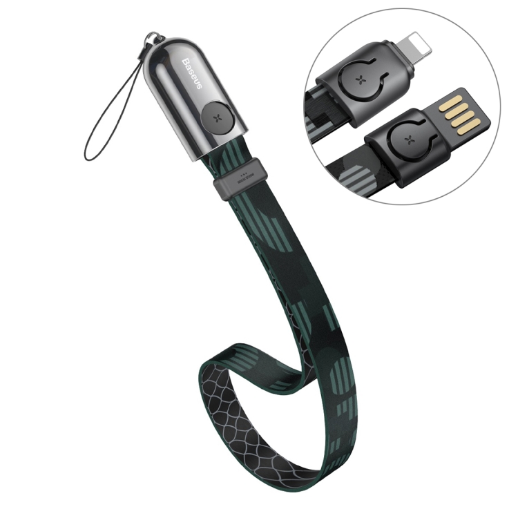 

Baseus 2.4A 8 Pin Golden Collar Hanging Wire Series Pop Black Charging Cable, Length: 35cm