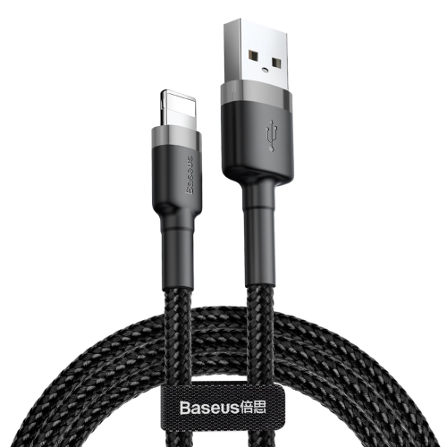 

Baseus 2A 8 Pin Cafule Tough Charging Cable, Length: 3m(Black Grey)