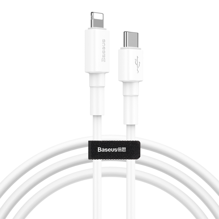 

Baseus 18W PD Type-C / USB-C to 8 Pin Mini White Quick Charging Cable, Length: 1m(White)