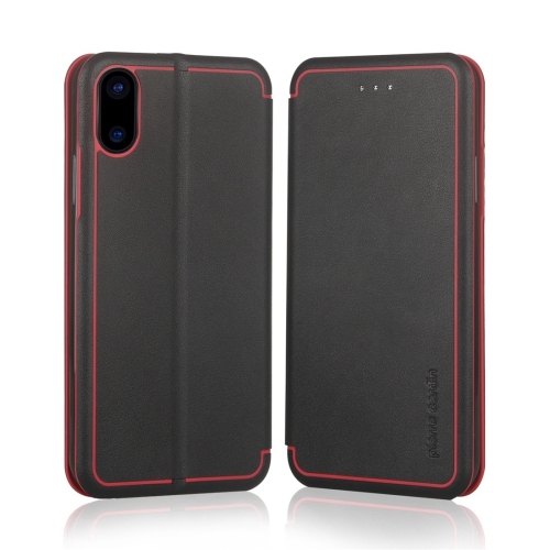 

Pierre Cardin PCS-P17-1 Horizontal Flip Leather Case for iPhone X / XS, with Holder & Card Slot (Black)