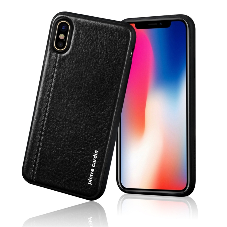 

Pierre Cardin PCS-S02 Shockproof TPU + Leather Full Coverage Protective Case for iPhone X / XS (Black)