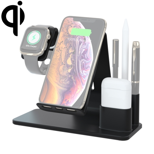 

N36 QI Vertical Fast Wireless Charger for Mobile Phones & Apple Watch & AirPods, with Pen Holder & Mobile Phone Holder (Black)