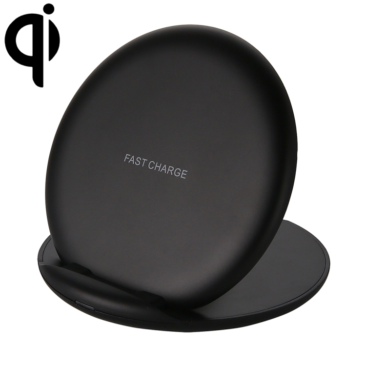 

Q900 QI Three Coil Vertical Round Foldable Wireless Charger with Mobile Phone Holder (Black)