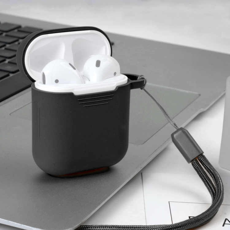 

XO Wireless Earphones Shockproof Silicone Protective Case + Lanyard for Apple AirPods(Black)