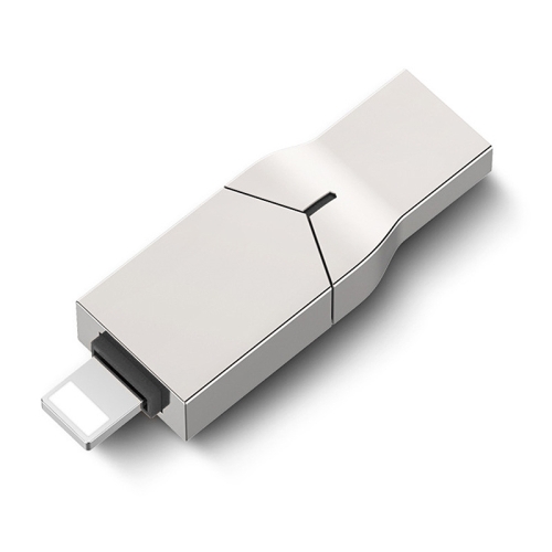 

S49 2 in 1 64GB USB 3.0 + 8 Pin Metal Push-pull Gray Inner Shell Flash Disk(Silver)