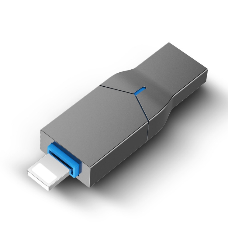 

S49 2 in 1 64GB USB 3.0 + 8 Pin Metal Push-pull Blue Inner Shell Flash Disk(Grey)