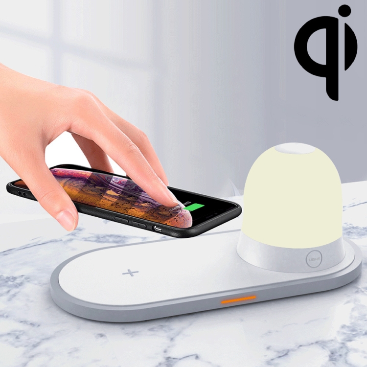 

W34 QI Wireless Fast Charging Base with Magnetic Two-color Night Light & Touch Switch (White)