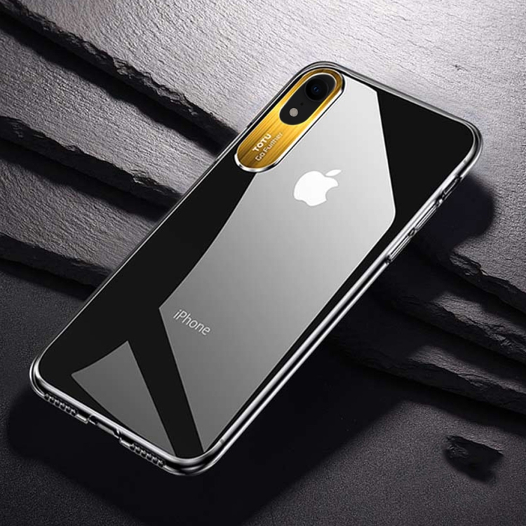 

TOTUDESIGN Clear Crystal Series Transparent PC Case for iPhone XR(Gold)