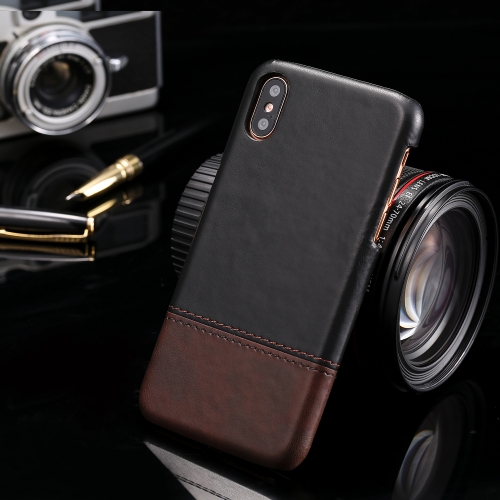 

Crazy Horse Texture Color Matching Bicolourable PC + PU Leather Case For iPhone X / XS (Black)