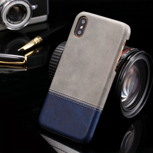 

Crazy Horse Texture Color Matching Bicolourable PC + PU Leather Case For iPhone X / XS (Grey)