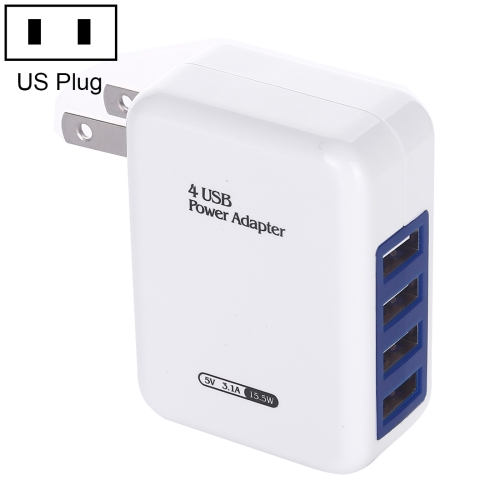 

HT-CD03 15.5W 5V 3.1A 4-Port USB Wall Charger Travel Charger, US Plug