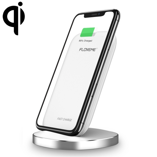 

FLOVEME Vertical Round Base 10W Fast Wireless Charger Charging Station for iPhone, Galaxy, Sony, Lenovo, HTC, Huawei, and Other QI Standard Smartphones(White)