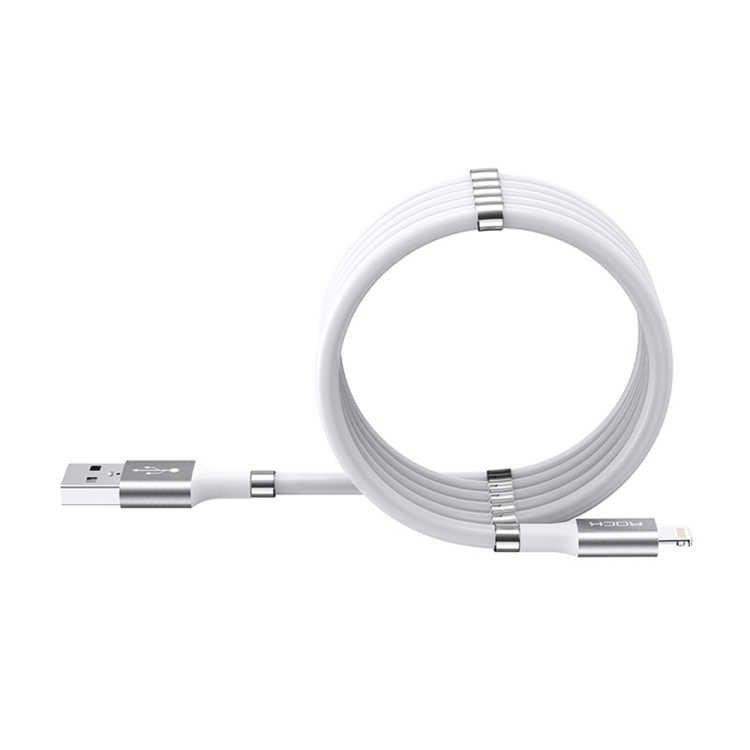 

ROCK 2.4A 8 Pin Silicone Magnetic Charging Data Cable, Length: 1.8m(White)