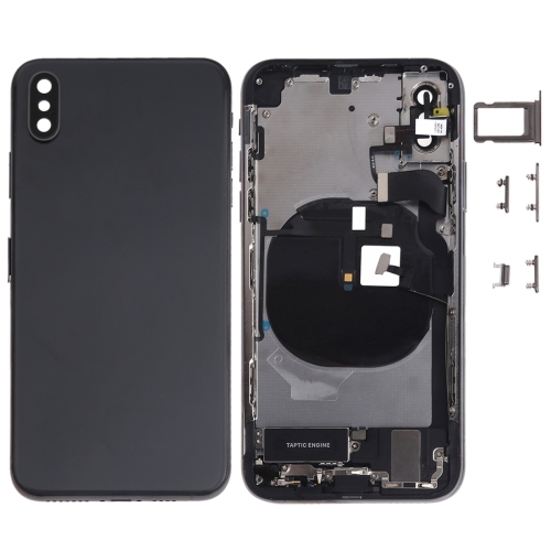 

Battery Back Cover Assembly (with Side Keys & Loud Speaker & Motor & Camera Lens & Card Tray & Power Button + Volume Button + Charging Port + Signal Flex Cable & Wireless Charging Module) for iPhone XS(Black)