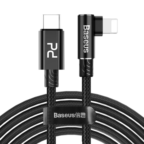 

Baseus Type-C To 8 Pin PD 18W MVP Mobile Phone Game Elbow Fast Charging Braided Cable, Length: 2m(Black)