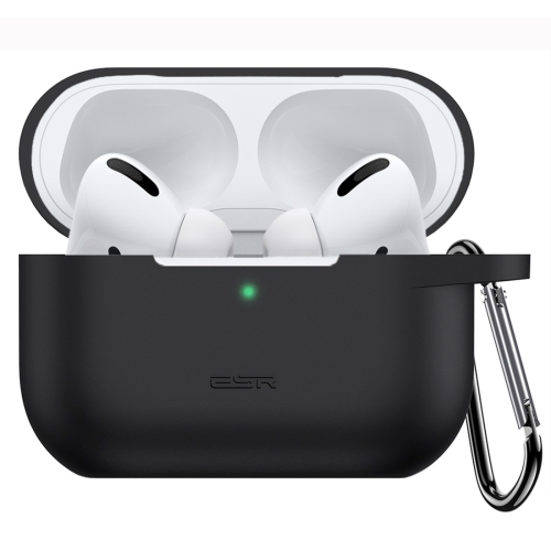 

For AirPods Pro ESR Bounce Series Silicone Wireless Earphone Protective Case with Carabiner(Black)